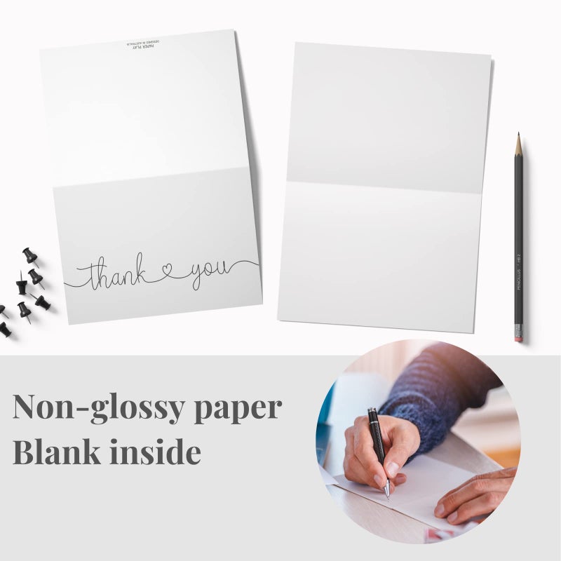 Paper Play Thank You Cards with Kraft Envelopes and Stickers, Bulk Pack of 20, 4x6 Inch Professional Looking - Suitable for Business, Baby Shower, Wedding, Small Business, Graduation, Bridal Shower, Funeral - Image 3